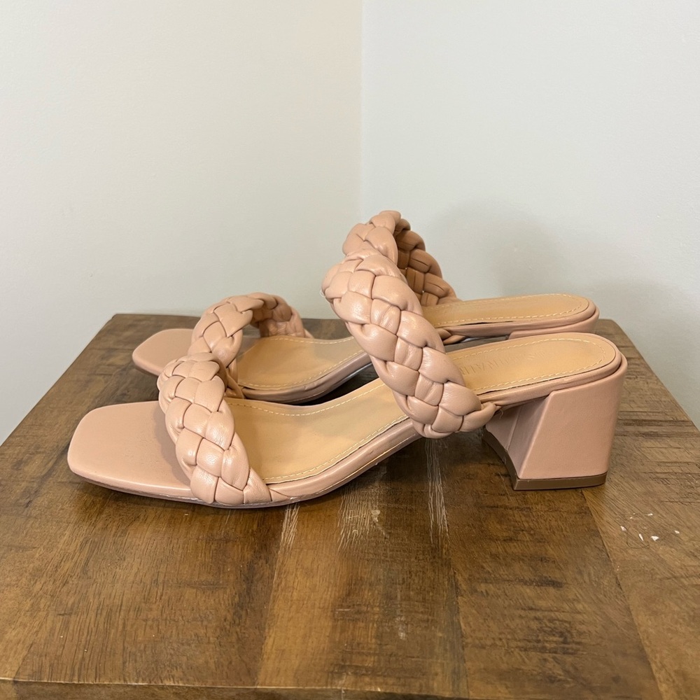 Cream chunk heel sandal